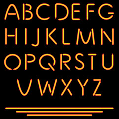 Realistic Neon Tube Letters. Vector Illustration. Neon Alphabet.
