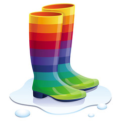 Vector rubbers boots in rainbow colors