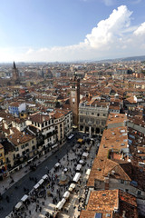 Obraz premium Cityscape of Verona. The Cathedral, Santa Maria Matricolare. UNESCO world heritage site in Veneto, Italy, Europe