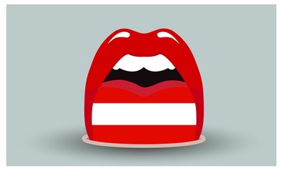 open mouth with austrian flag on tongue
