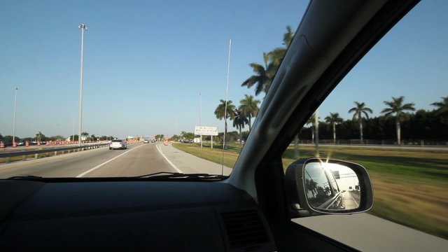 Florida highway. Windshield view.