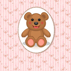 Baby card with toy bear