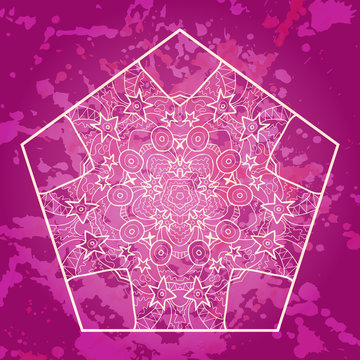 Oriental mandala motif in pink