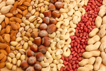 assortment of tasty nuts, close up