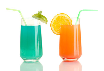 Two cocktails isolated on white