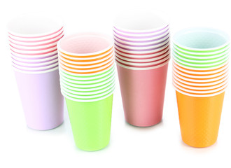 Cups in different color isolated on white