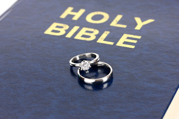 Wedding rings on bible