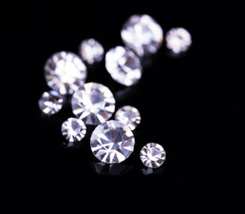 Beautiful shining crystals (diamonds), on black background