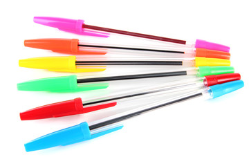 Colorful pens isolated on white
