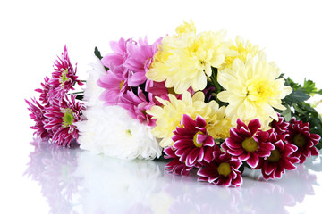 Bouquet of beautiful chrysanthemums isolated on white