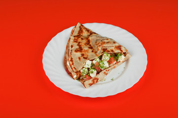 pancakes with cheese and vegetables