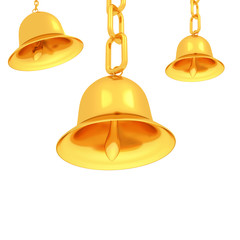 Gold bells on a white background