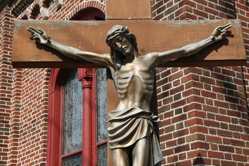 Bronze statue of Jesus Christ crucified