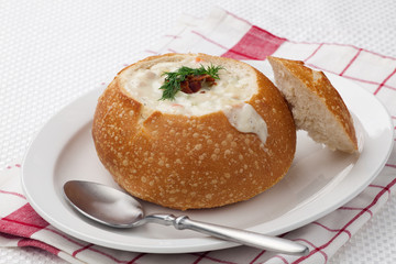 Clam Chowder in Bread Bowl