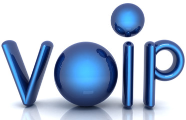 Blue metallic word VoIP