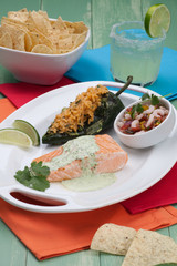 Grilled Salmon With Cilantro - Jalapeno Creme