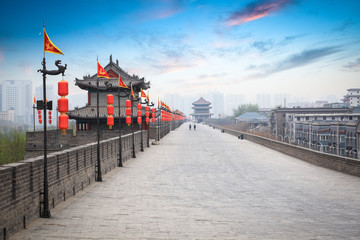 beautiful ancient city of xian at dusk