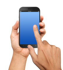 Hand holding A Big Screen Smartphone with blank screen