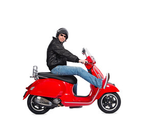 Fototapeta na wymiar Homme moderne en scooter
