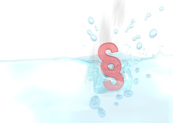 3d render of a legal law icon fallen into water