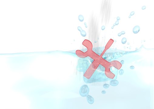 3d graphic of a fresh mechanic symbol fallen into water