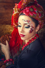 Fototapeta na wymiar Portrait of a Russian beauty Solokha