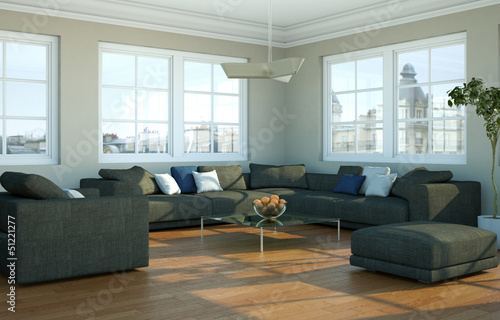 modernes wohnzimmer, modernes wohnzimmer in stadtwohnung" stock photo and royalty-free, Design ideen
