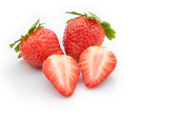 fresh strawberries on a white background
