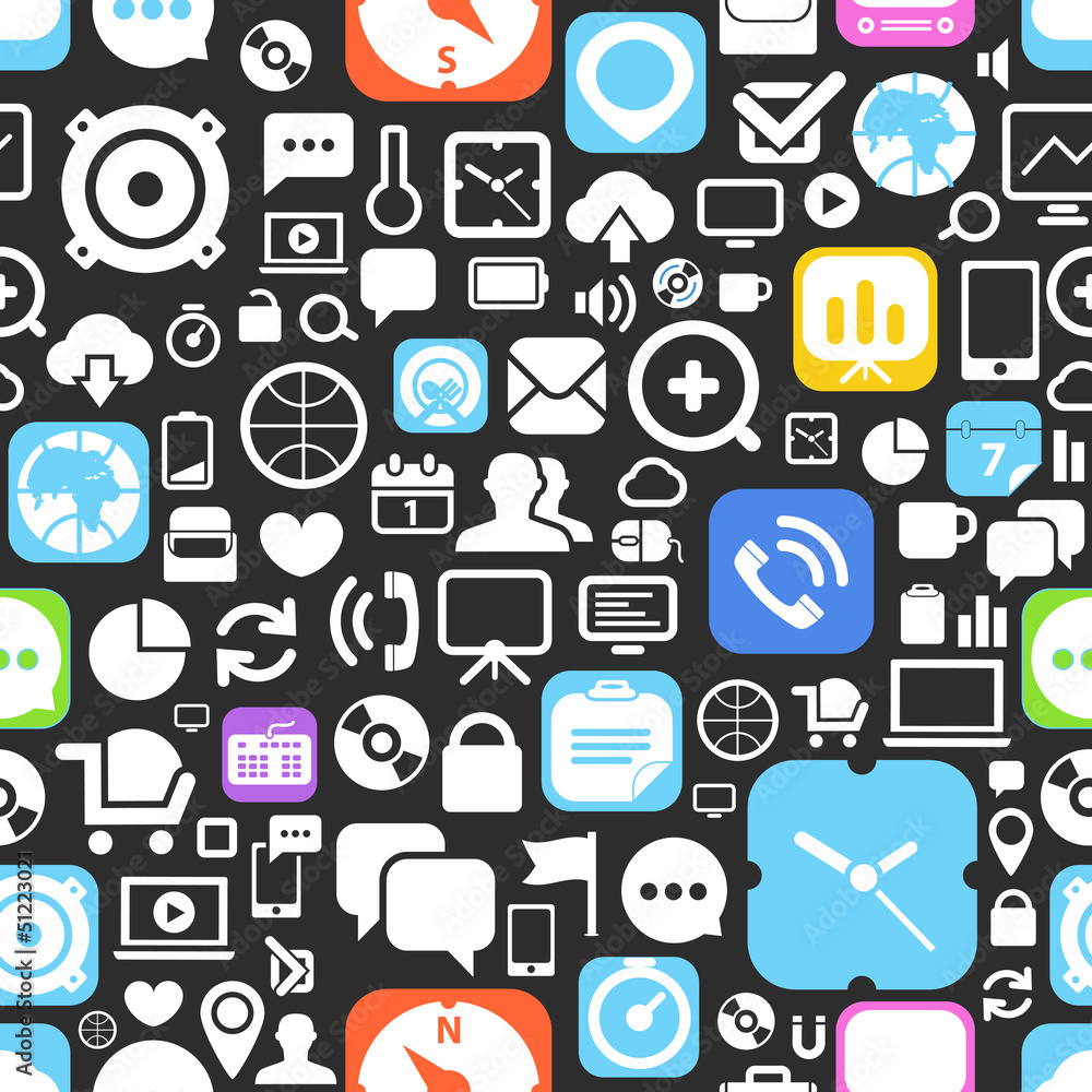Poster web graphic interface icons seamless background
