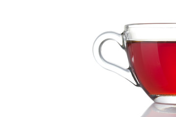 Tea cup isolated on white with place for text