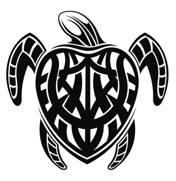 Vector illustration of turtle in  tattoo style