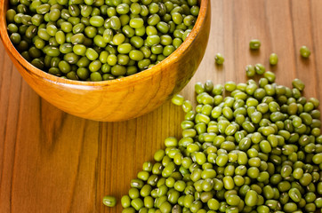 Soybeans in a wooden spoon
