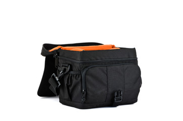 Open, black photo bag