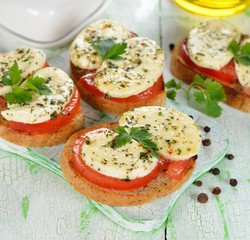 Bruschetta with tomatoes and mozzarella