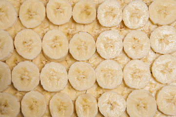 Freshly sliced bananas closeup