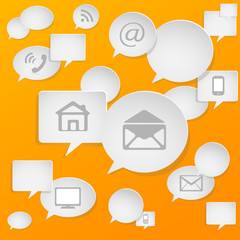 Social media icons on speech bubbles