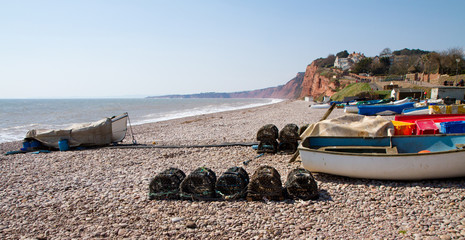 Boats at Budleigh Salterton Devon England