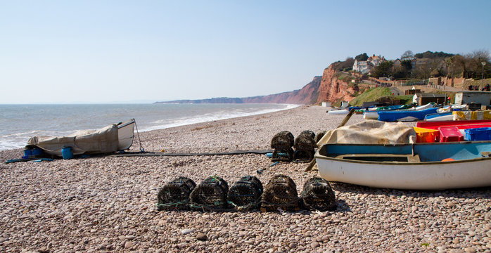 Boats at Budleigh Salterton Devon England