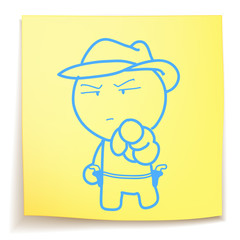 cowboy cartoon_on sticky_notes