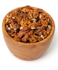 walnuts in a wooden bowl
