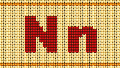 Vector Red knitted alphabet. Letter N