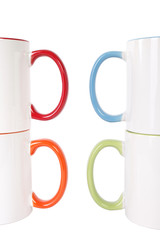 Four colorful mug handles