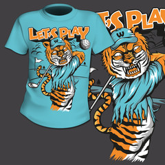 T-Shirt Print Comic Tiger