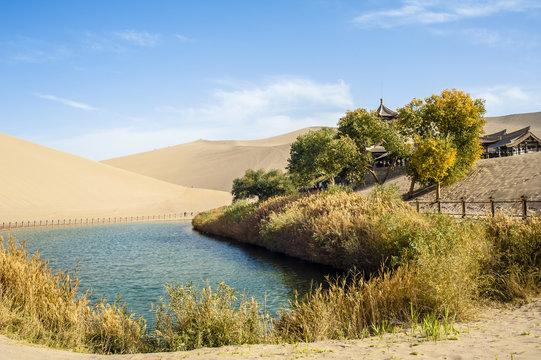 Crescent Spring and Mingyue Pavilion in Autumn, Dunhuang of Chin