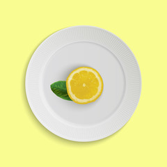 Fresh lemon on plate
