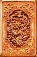 Dragon design on the wooden door