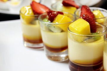 Dessert food named panacota and wild berry