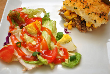 Appetizing Salad and Shepards Pie