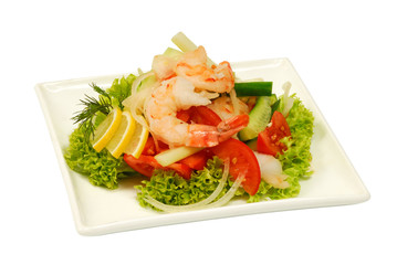 sushi salad with shrimp and vegetables