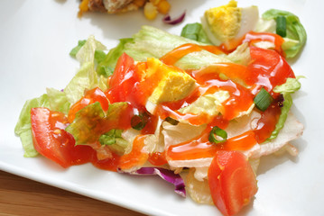 Delicious Colorful Salad with French Dressing